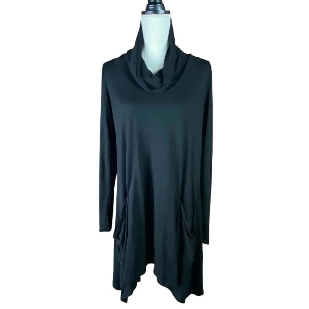 Chalet Womens Black Cowl Neck Tunic Top Size Medium